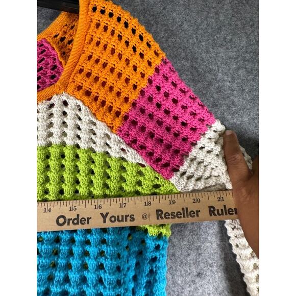 Wild Fable Sweater Women M Square Neck Pointelle Pullover Hippie Boho Festival - Picture 3 of 7